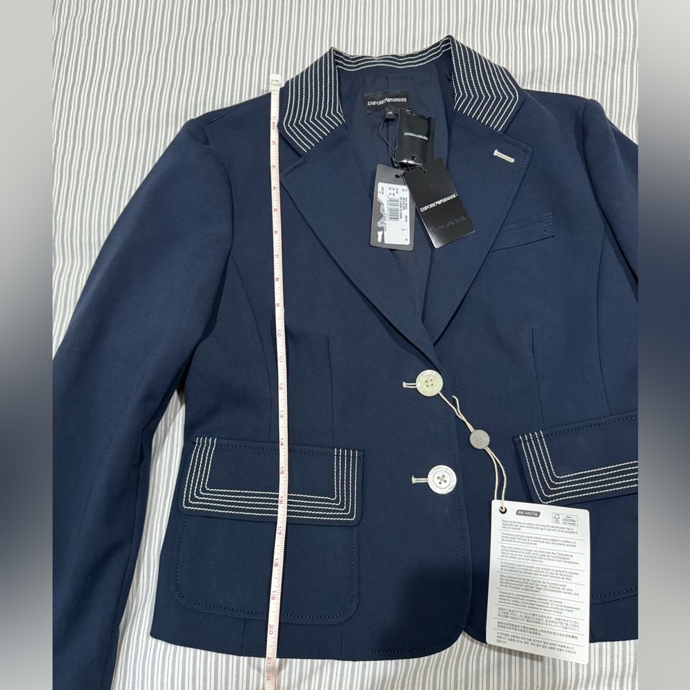 NWT Emporio Armani Dark Blue Blazer with Light Accents size 46 - Picture 8 of 9